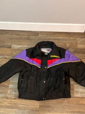 Yamaha Black Puffer Jacket with Purple, Red & Yellow Accents